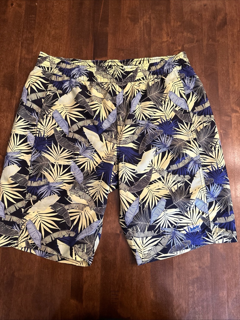 Duluth Trading Co Swim Shorts Mens L Blue Tropical Lined Quick Dry 10 Inseam